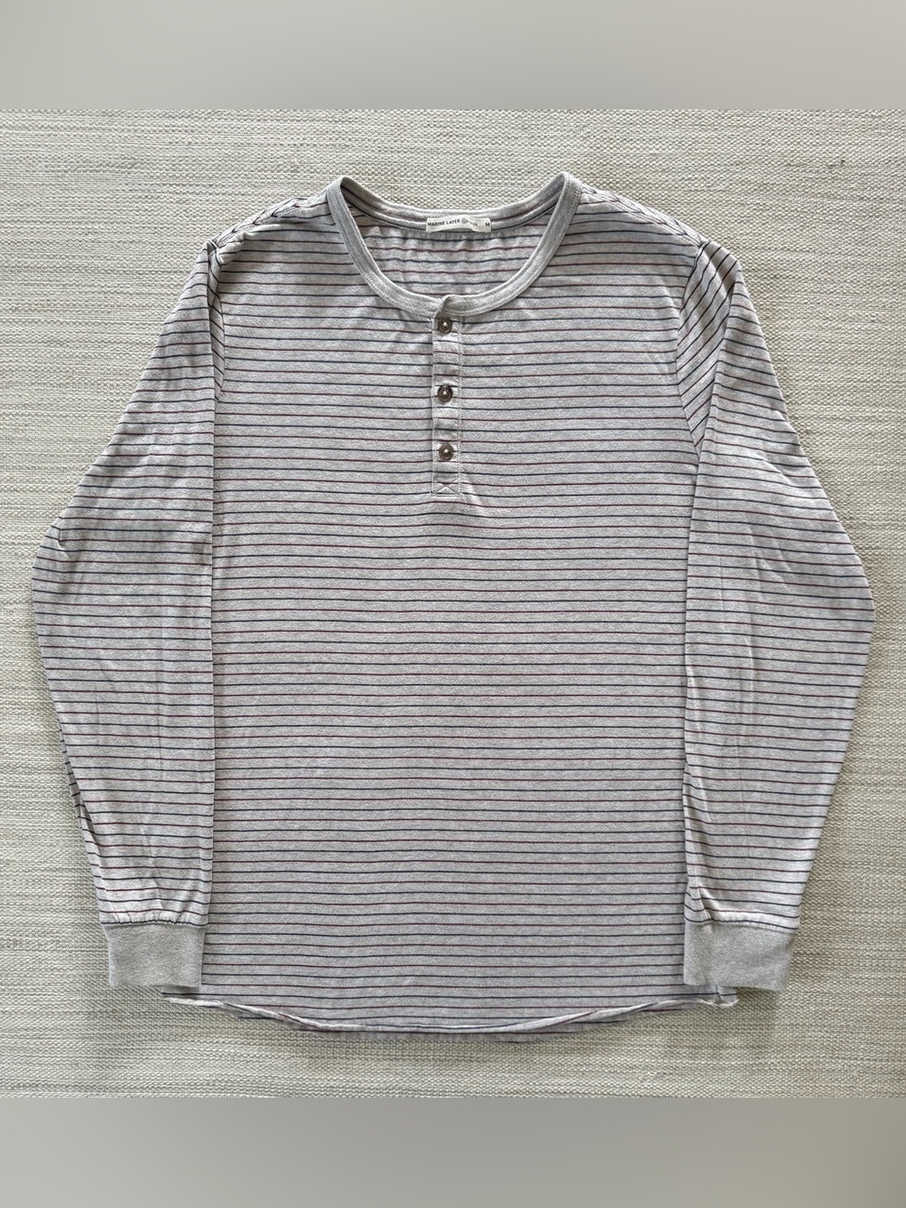 Marine Layer Triblend Stripe Long Sleeve Soft Classic Henley Shirt Top Men’s M